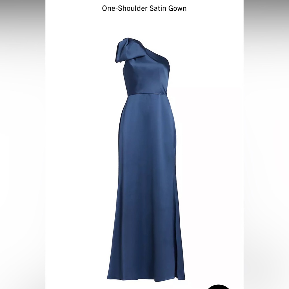 Amsale One Shoulder Satin Gown Navy